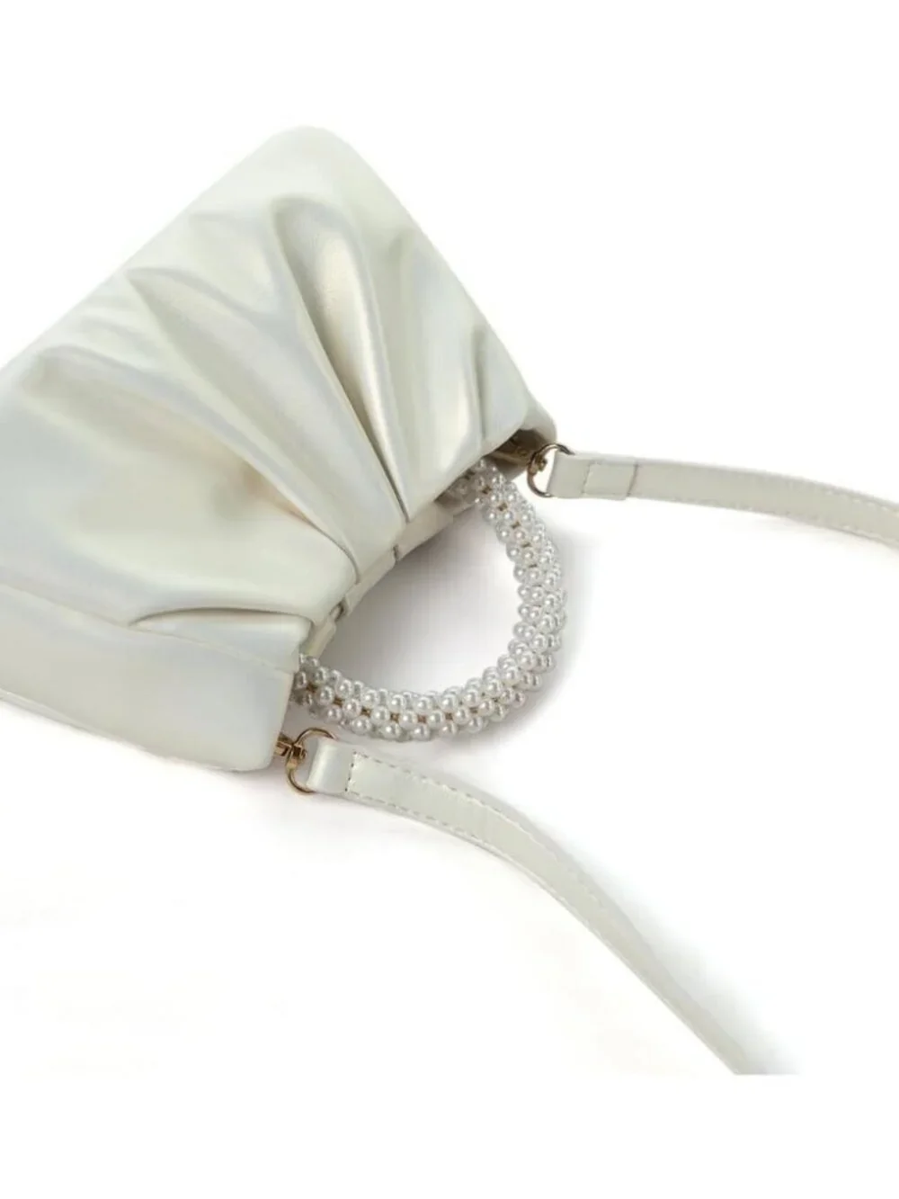 Beatfull Evening Purse Women Small Pearl Handbags soft Leather ruched bag weddin - Picture 3 of 5